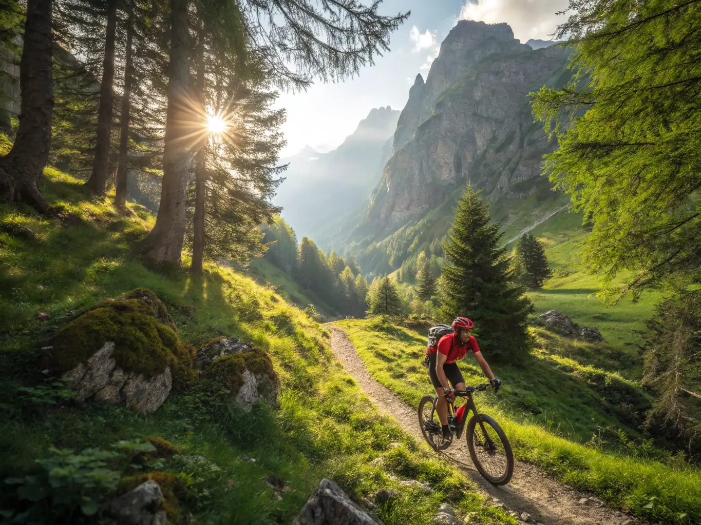 A cyclist riding on a scenic route during a TEAM FABIEN JAMMOT TRIATHLON cycling event, emphasizing endurance and personal achievement.